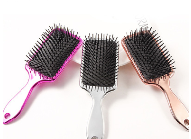Electroplating Hairdressing Comb Anti-Knotting Large Plastic Brush Multi-Color Options