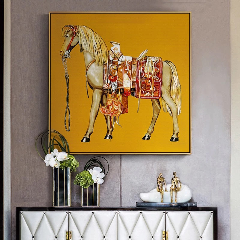 High-Definition Canvas Wall Art - Horse Oil Painting with Five Background Colors