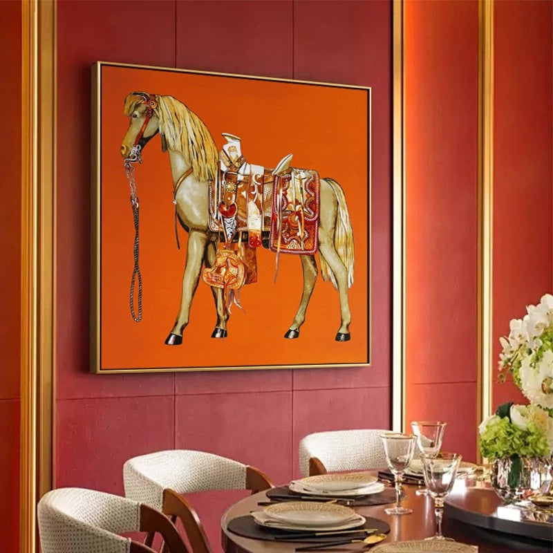 High-Definition Canvas Wall Art - Horse Oil Painting with Five Background Colors