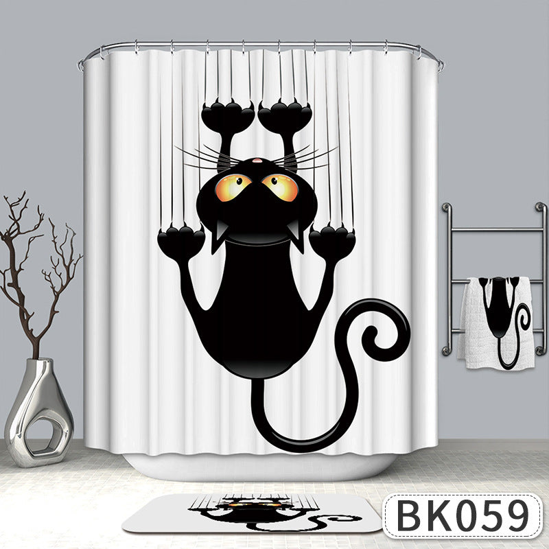 Cartoon Polyester Waterproof Shower Curtain - Mildew Proof Thickening Bathroom Decor