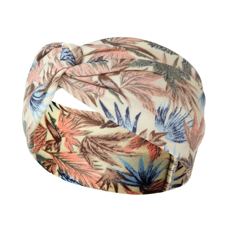 Women's Printed Knitted Wide-Brimmed Cross Headband - Floral Plaid Style