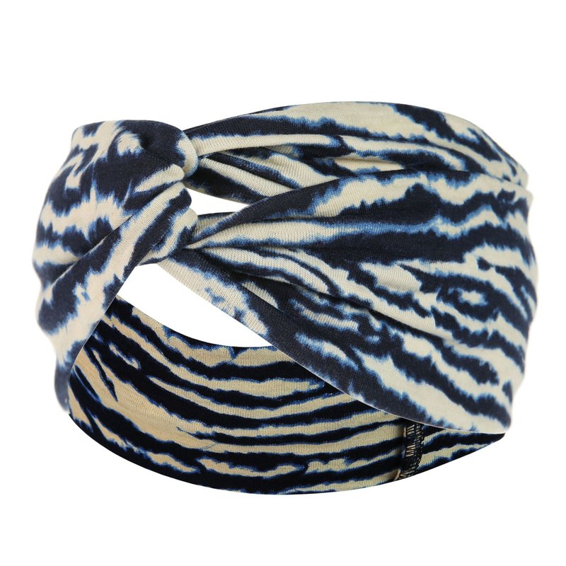 Women's Printed Knitted Wide-Brimmed Cross Headband - Floral Plaid Style