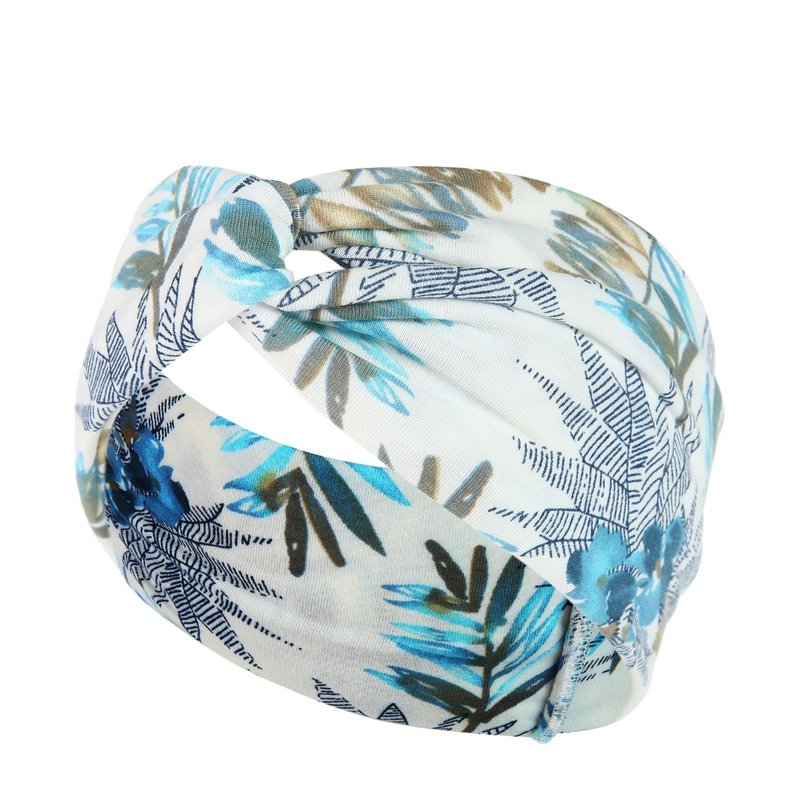Women's Printed Knitted Wide-Brimmed Cross Headband - Floral Plaid Style