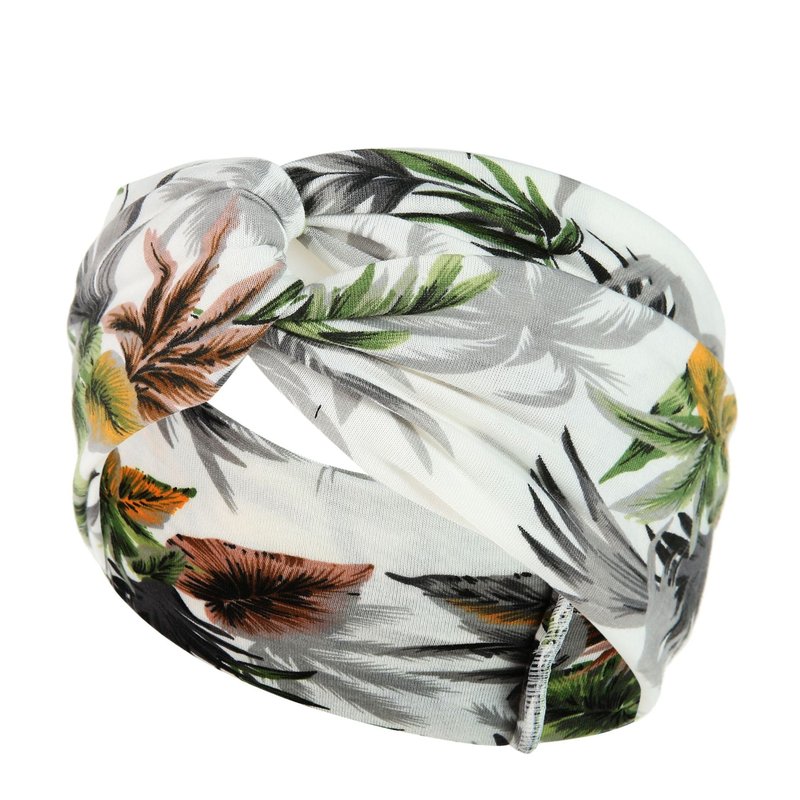 Women's Printed Knitted Wide-Brimmed Cross Headband - Floral Plaid Style