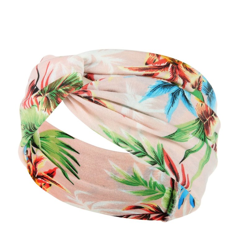 Women's Printed Knitted Wide-Brimmed Cross Headband - Floral Plaid Style