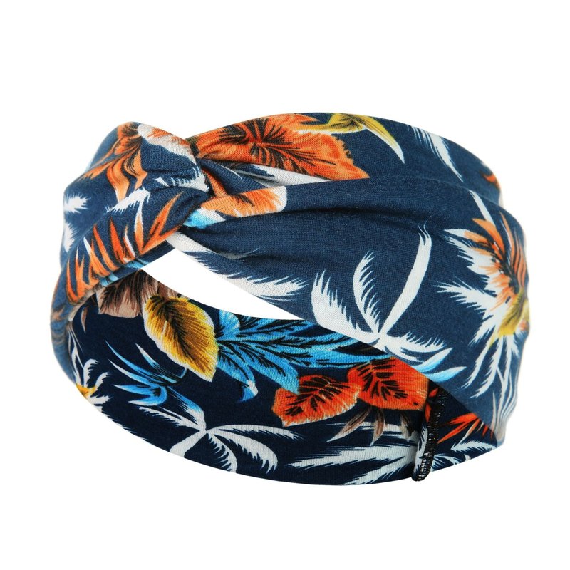 Women's Printed Knitted Wide-Brimmed Cross Headband - Floral Plaid Style