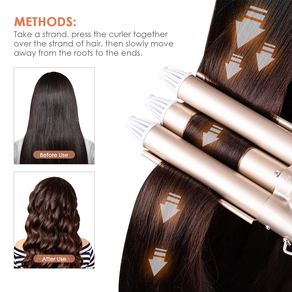 Ceramic Ion Curling Iron 16MM-20MM Tourmaline Hair Styler for Wet and Dry Hair
