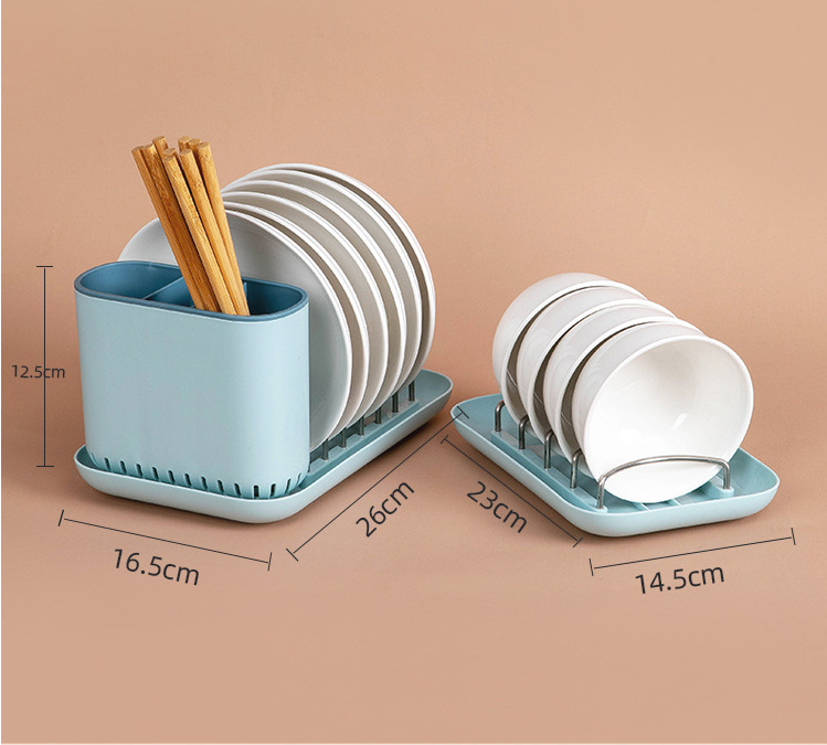 Dish Bowl Countertop Organizer with Drain Rack - Kitchen Storage Caddy
