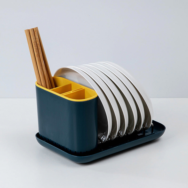 Dish Bowl Countertop Organizer with Drain Rack - Kitchen Storage Caddy