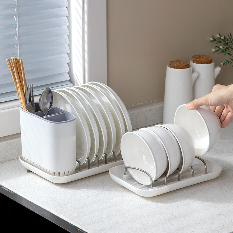 Dish Bowl Countertop Organizer with Drain Rack - Kitchen Storage Caddy