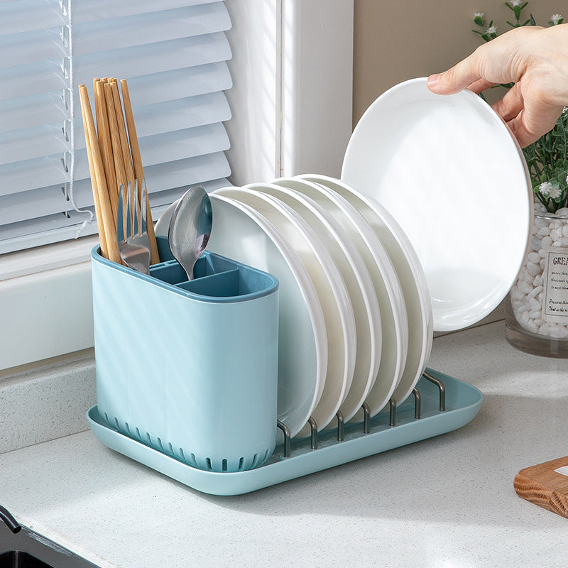 Dish Bowl Countertop Organizer with Drain Rack - Kitchen Storage Caddy