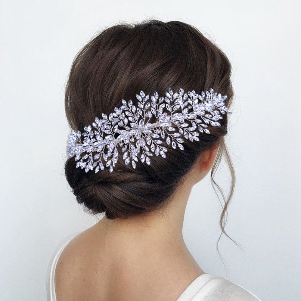 Luxury Rhinestone Bridal Hair Comb - Wedding Headpiece with White Variant
