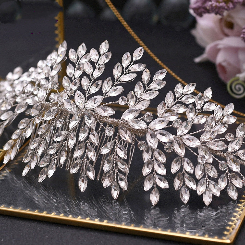 Luxury Rhinestone Bridal Hair Comb - Wedding Headpiece with White Variant