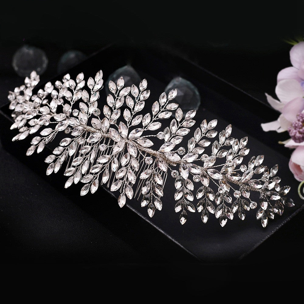 Luxury Rhinestone Bridal Hair Comb - Wedding Headpiece with White Variant