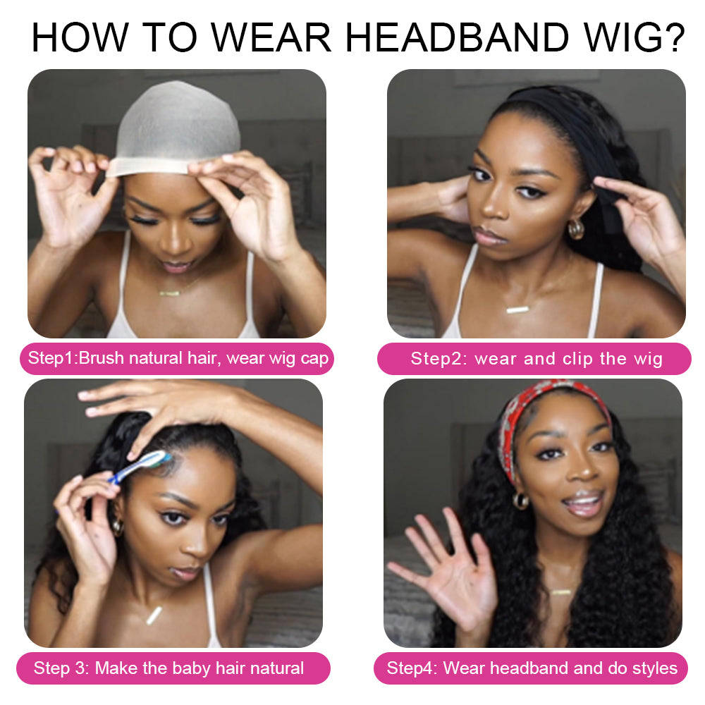 Human Hair Wig with Headgear