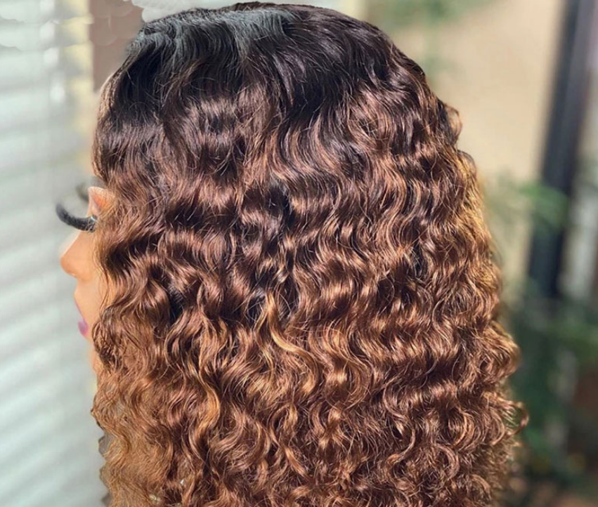 Hand Wound Curly Hair Wig - Synthetic