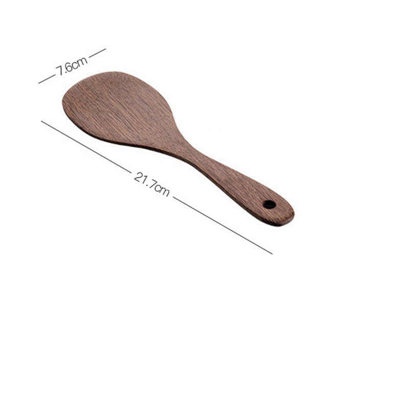 Long Handle Kitchen Spatula for Non-Stick Pans - Wooden Cooking Utensil Set