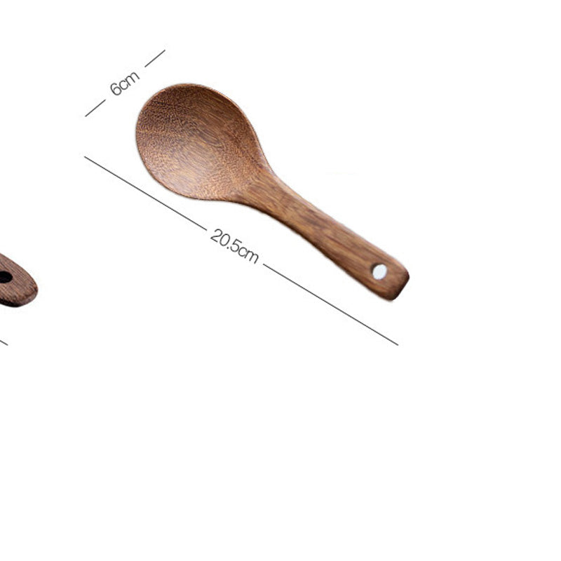 Long Handle Kitchen Spatula for Non-Stick Pans - Wooden Cooking Utensil Set