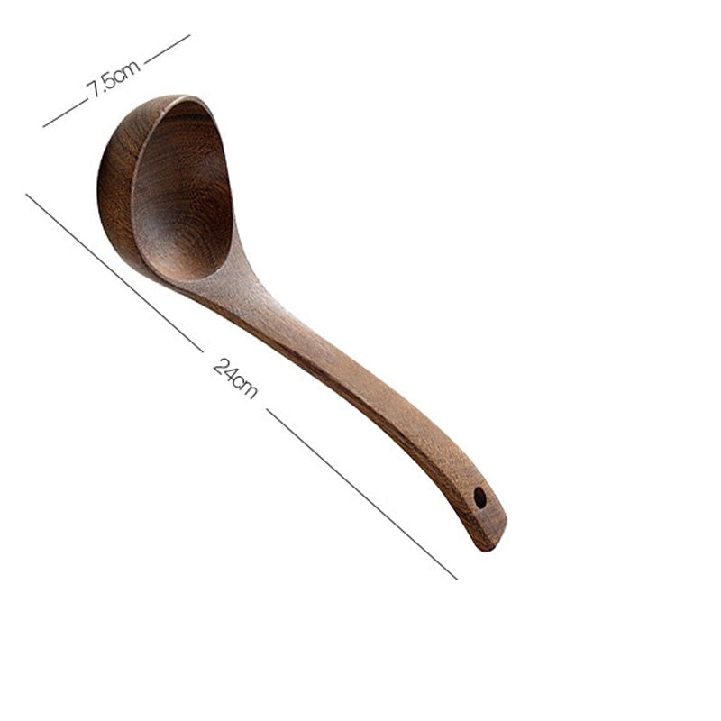 Long Handle Kitchen Spatula for Non-Stick Pans - Wooden Cooking Utensil Set