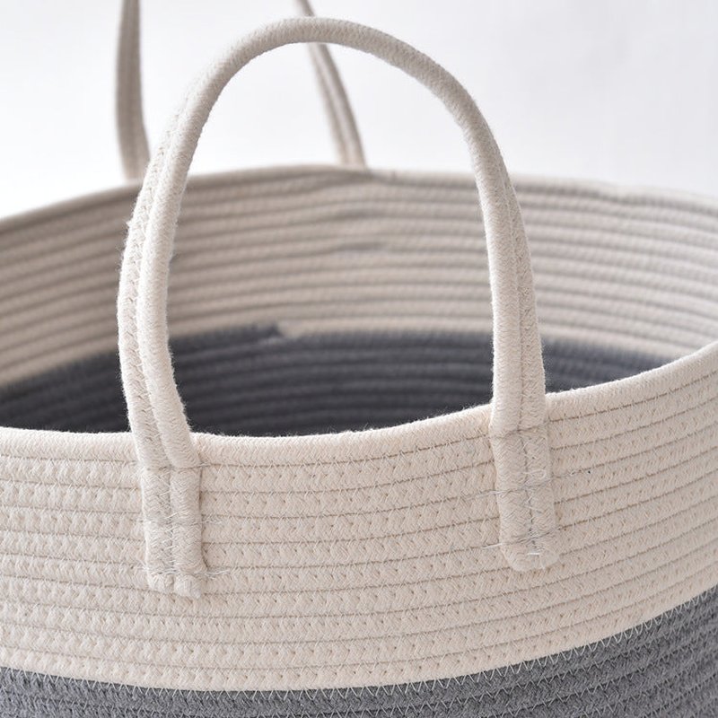 Cotton Rope Storage Basket - Large Laundry & Sundries Basket with Handles