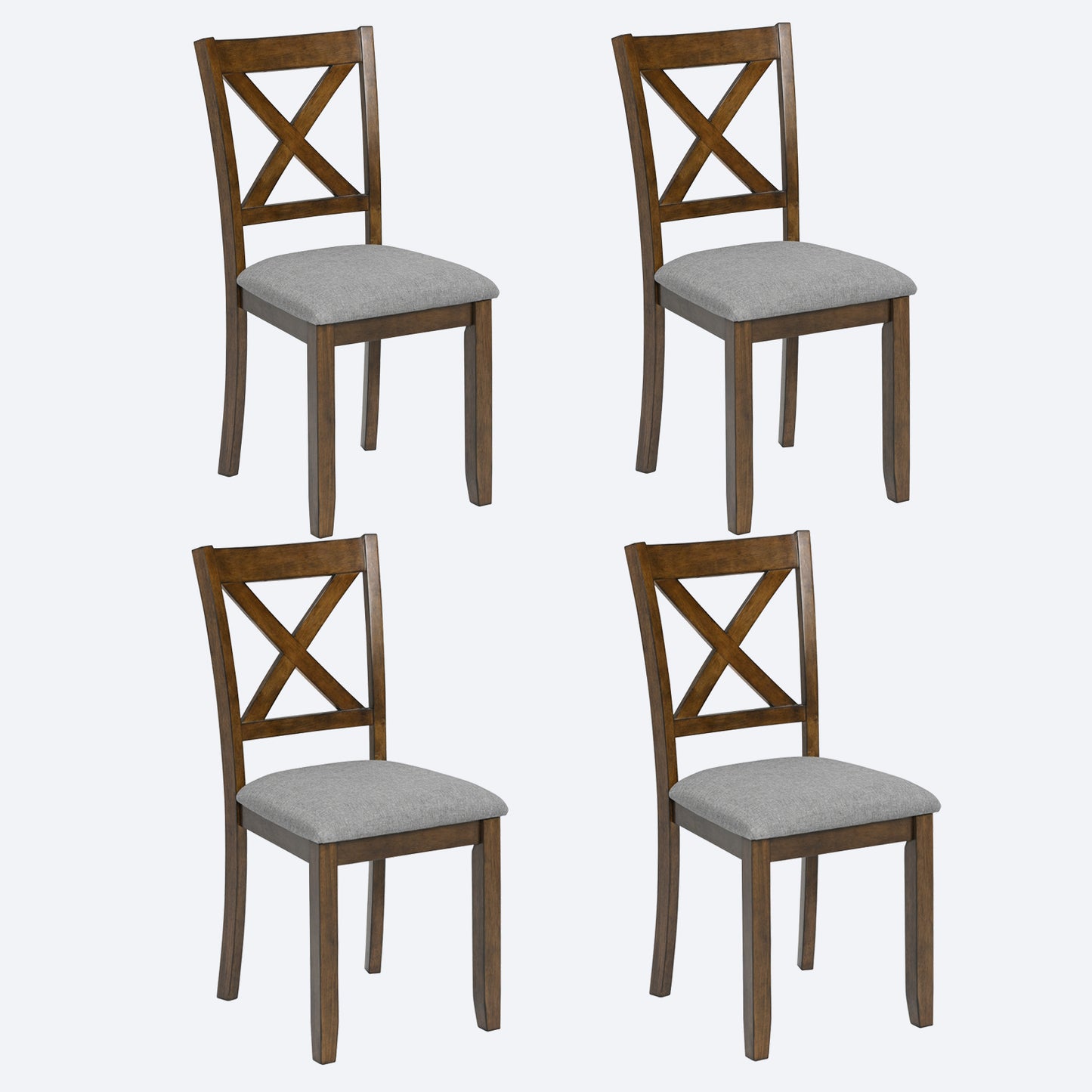 Wooden Dining Chairs Set of 4 with Padded Seats - Walnut