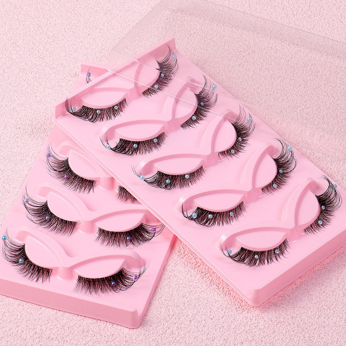 3D Cluster False Eyelashes - 5 Pairs Foxy Winged Cat Eye Strip Lashes