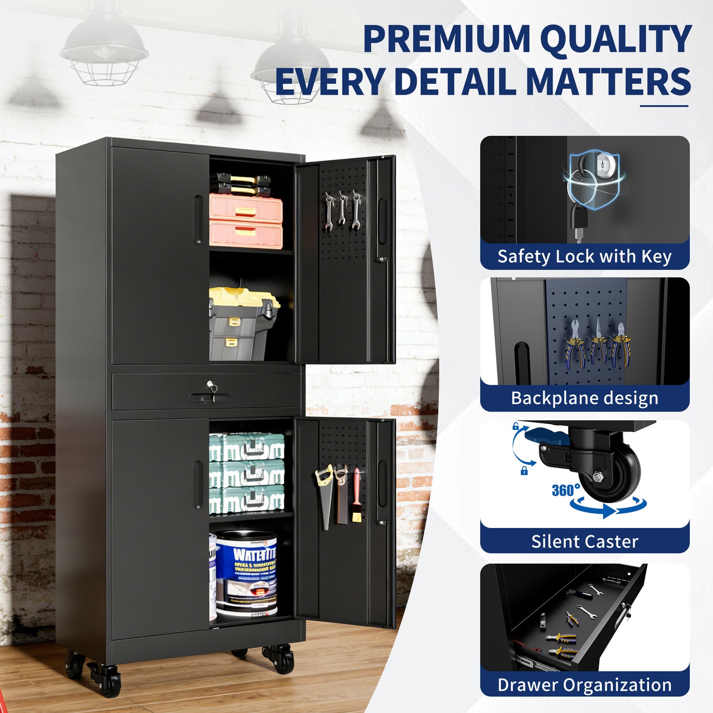 Metal Storage Cabinet With Drawer, 71 Garage Locking Doors And 2