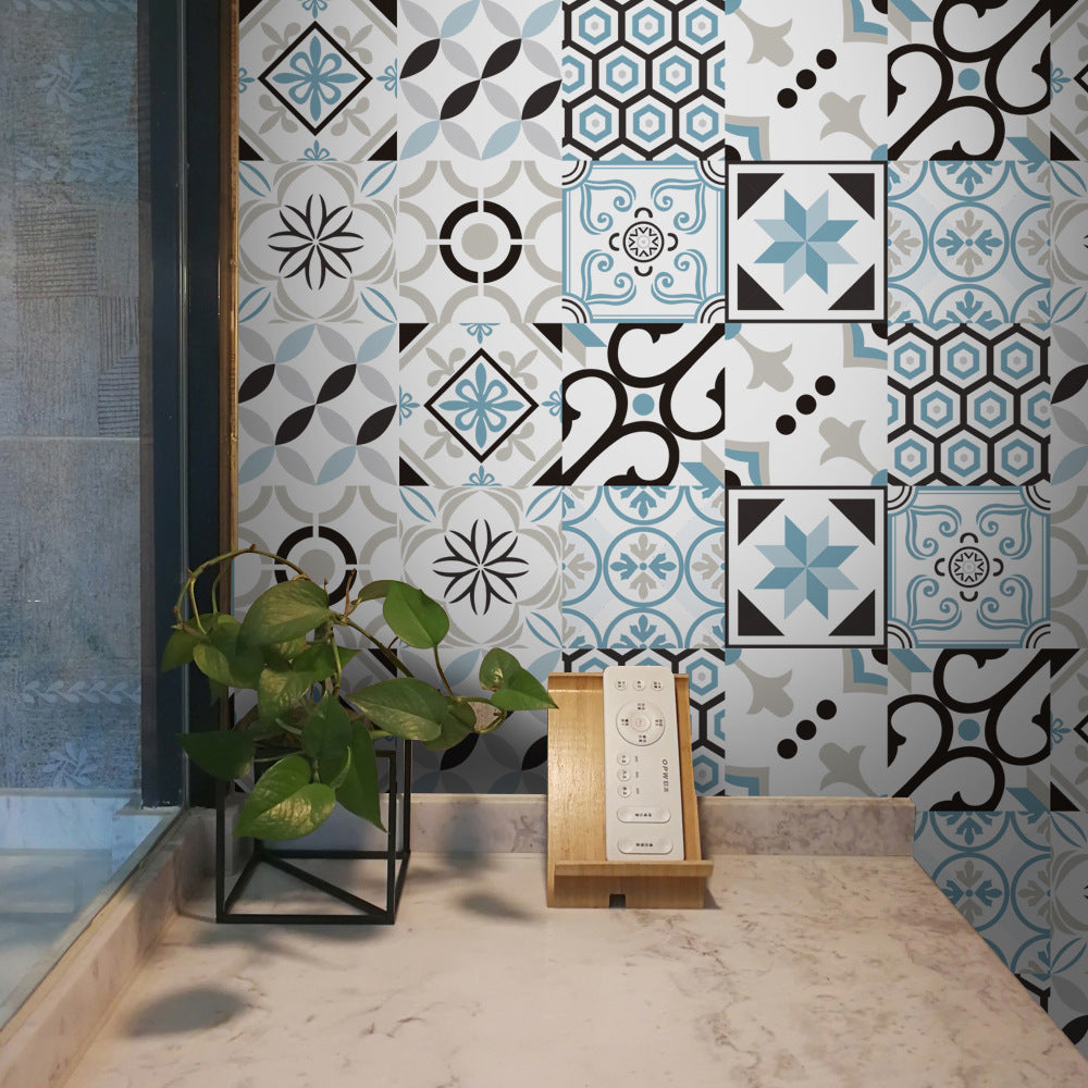 Self-Adhesive Antique Tile Stickers Waterproof Wall Decor 10x10cm, 15x15cm, 20x20cm