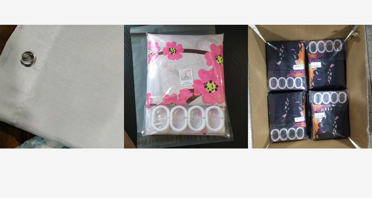 Waterproof Polyester Bathroom Floor Mat and Shower Curtain Set - Non Slip Toilet Seat Cover & Bath Rug