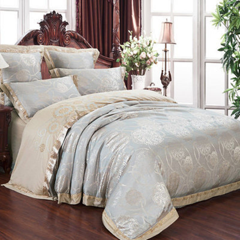 European Satin Jacquard Bedding Set 4 Pieces Cotton Quilt Cover & Sheets