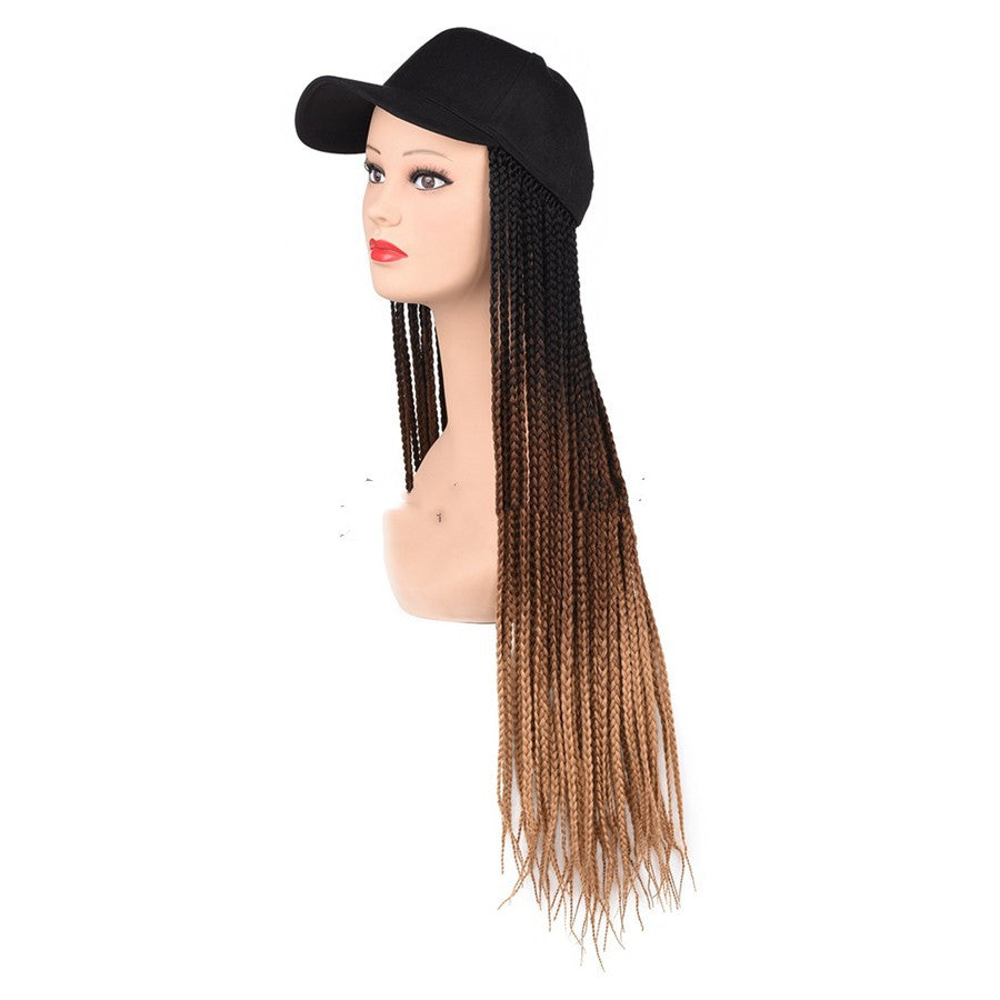 Braided Hair Wig Cap with Long Straight Hair