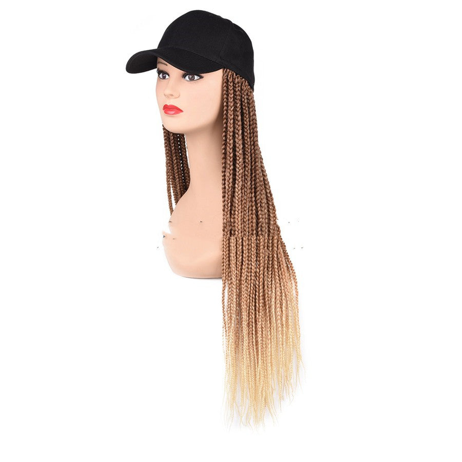 Braided Hair Wig Cap with Long Straight Hair