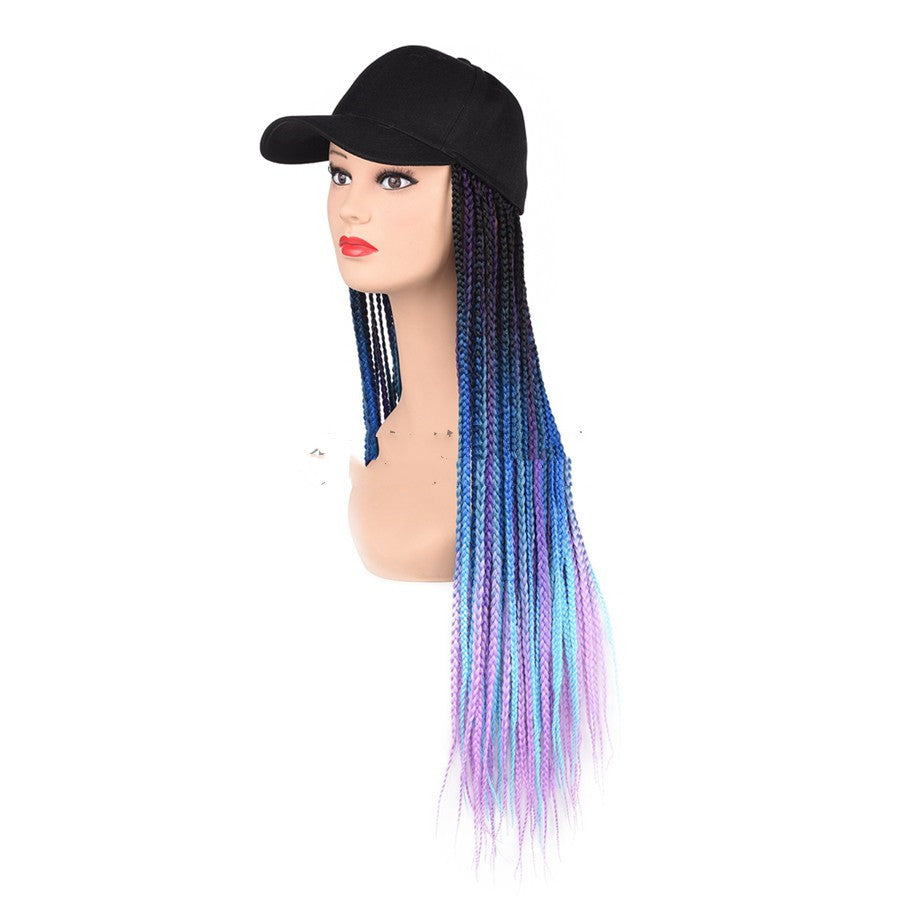 Braided Hair Wig Cap with Long Straight Hair