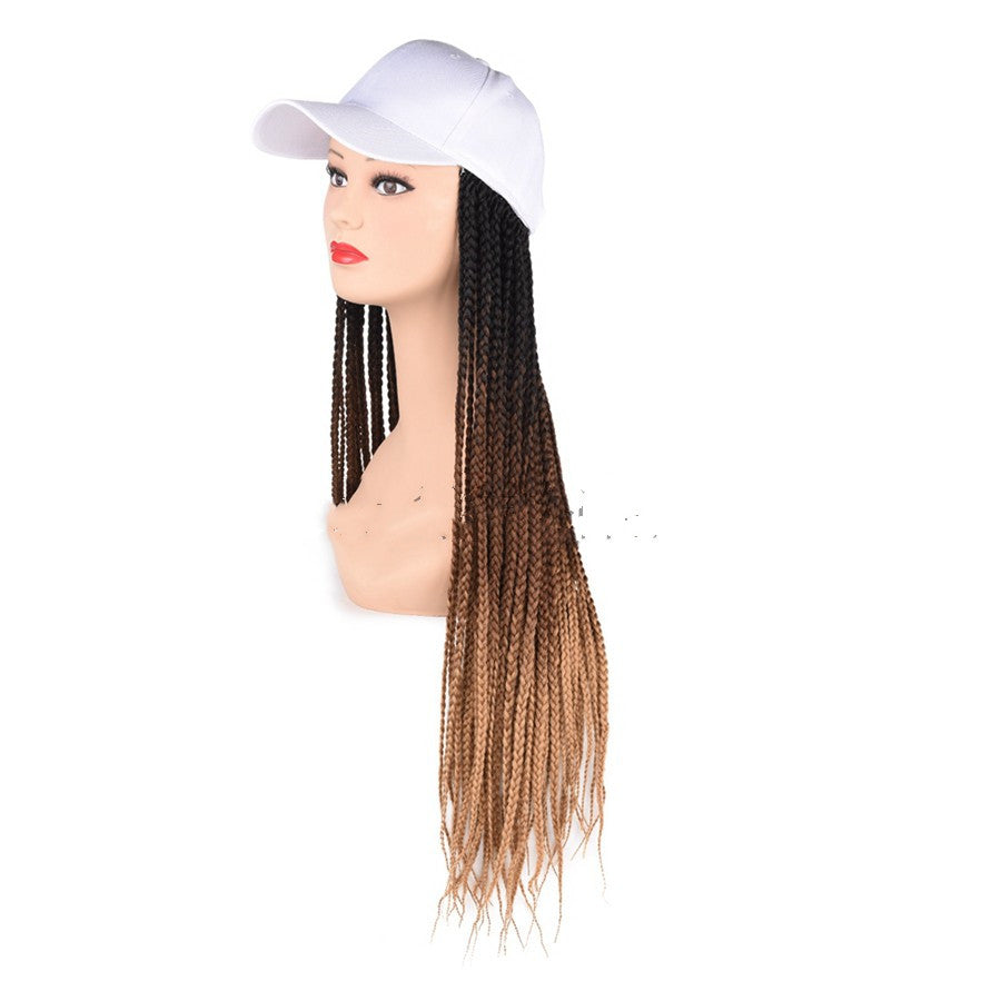 Braided Hair Wig Cap with Long Straight Hair