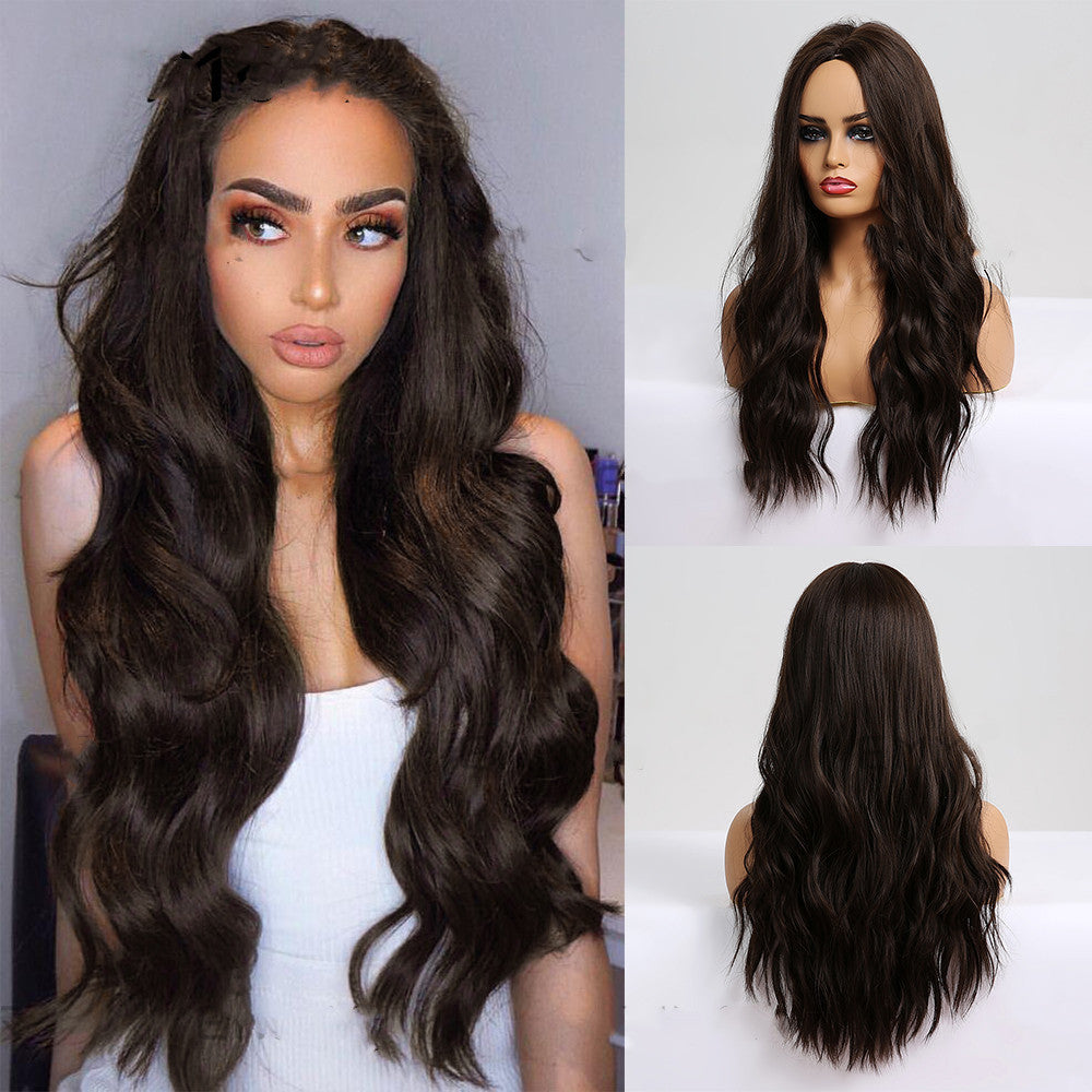 Long Curly Wig with Bangs - 26in Synthetic Hair