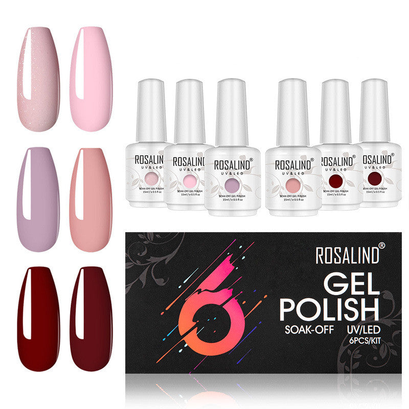 UV Gel Nail Polish Set, 6 Colors - 15ml Bottles