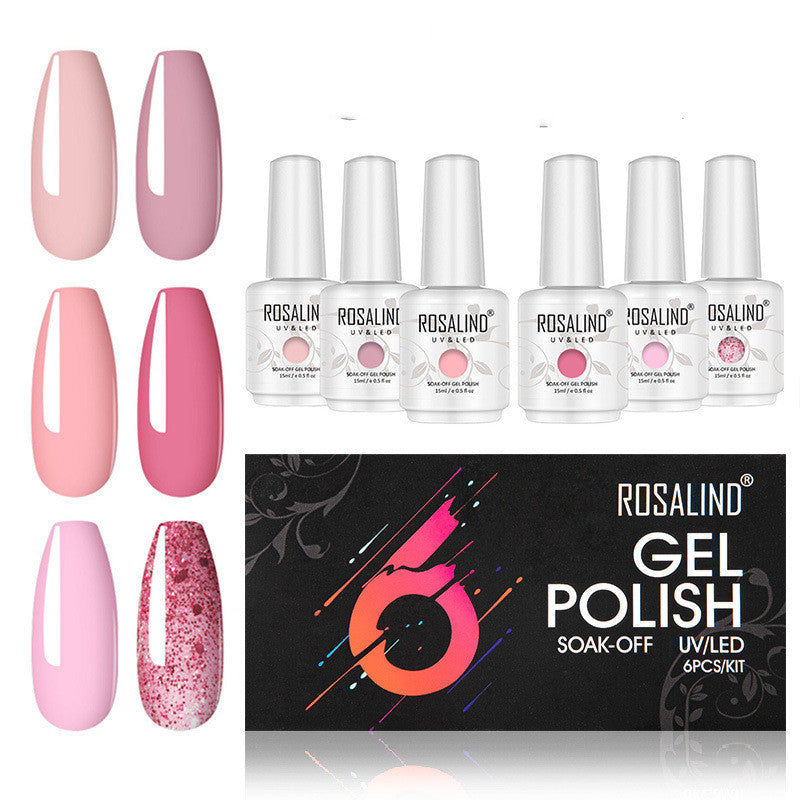UV Gel Nail Polish Set, 6 Colors - 15ml Bottles