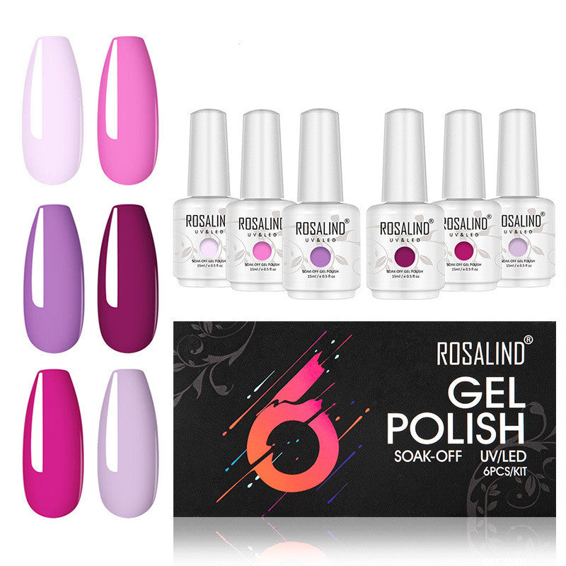 UV Gel Nail Polish Set, 6 Colors - 15ml Bottles