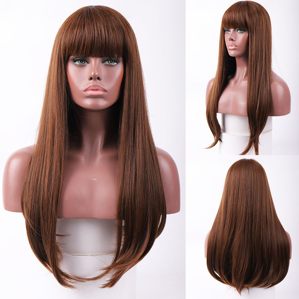 Ladies Long Straight Hair Headgear - Anime Style Hair Accessory for Cosplay & Fashion