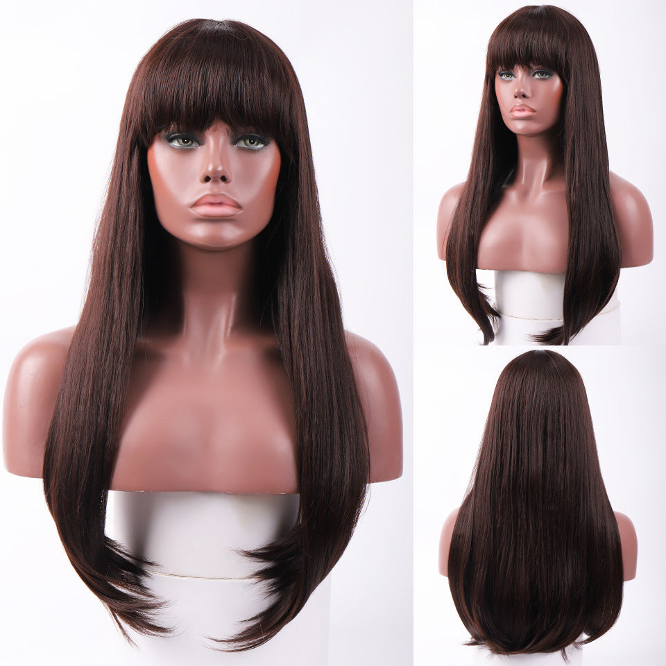 Ladies Long Straight Hair Headgear - Anime Style Hair Accessory for Cosplay & Fashion
