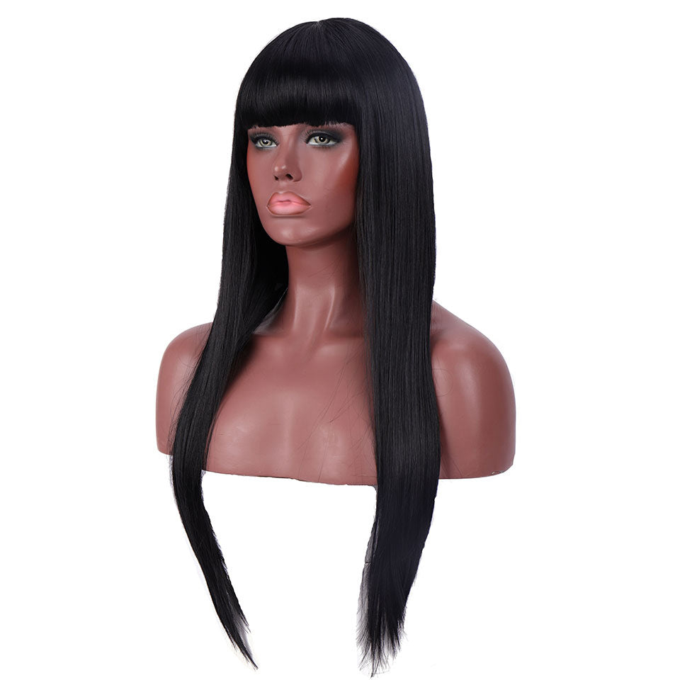 Ladies Long Straight Hair Headgear - Anime Style Hair Accessory for Cosplay & Fashion