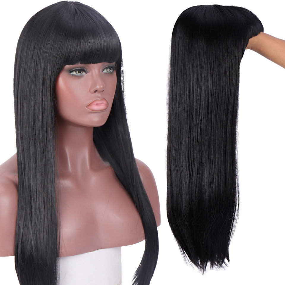 Ladies Long Straight Hair Headgear - Anime Style Hair Accessory for Cosplay & Fashion