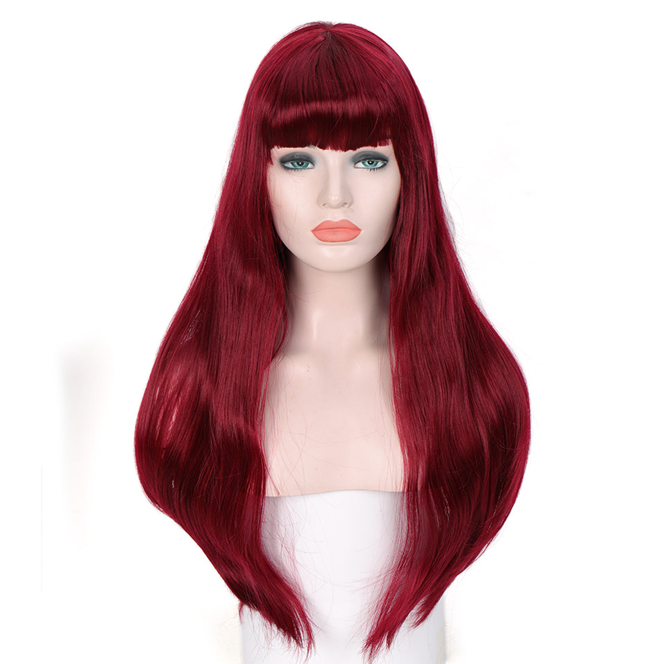 Ladies Long Straight Hair Headgear - Anime Style Hair Accessory for Cosplay & Fashion