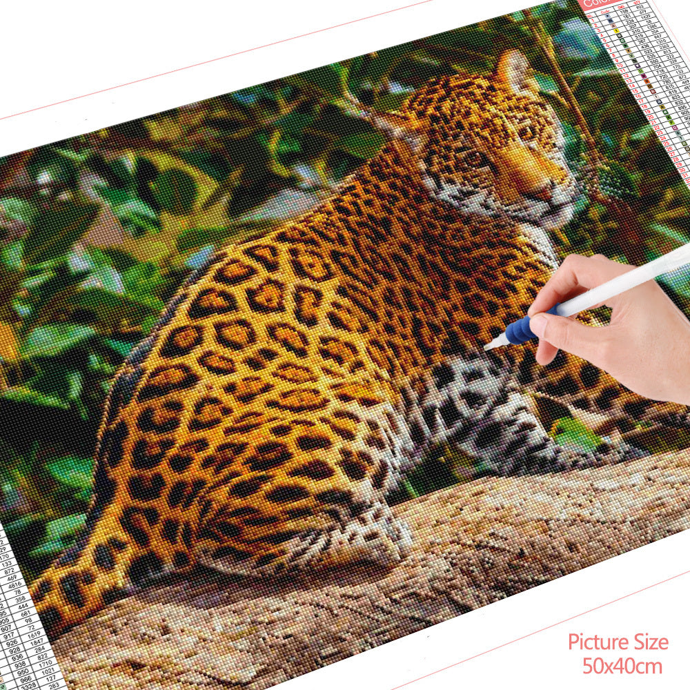 Diamond Painting Leopard Animal Art Kit - Full Square or Angle Sizes for Home Decor and Gifts