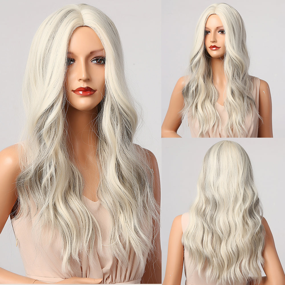 White Curly Long Hair Wig - 24 inch, 150% Density