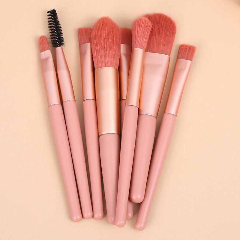 Mini Makeup Brush Set - 8 Soft Hair Cosmetic Brushes for Beauty Travel