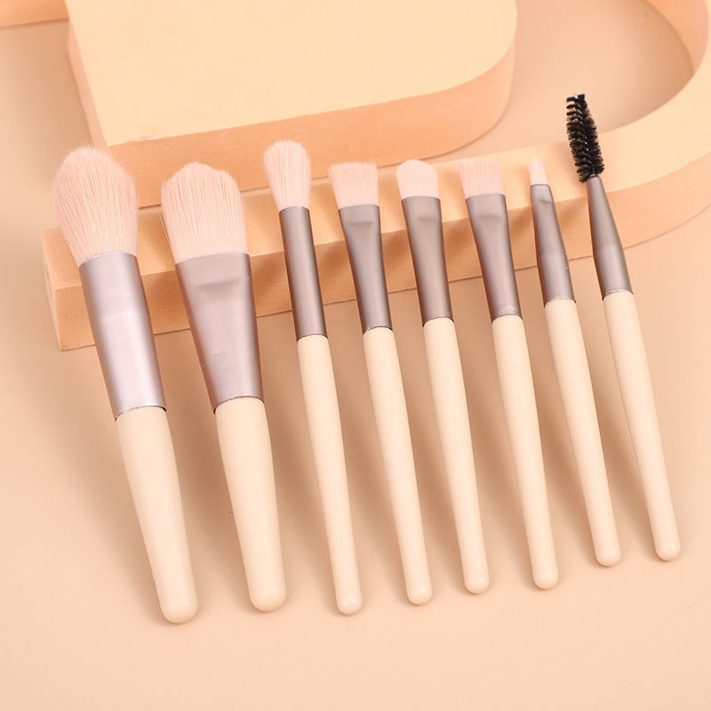 Mini Makeup Brush Set - 8 Soft Hair Cosmetic Brushes for Beauty Travel