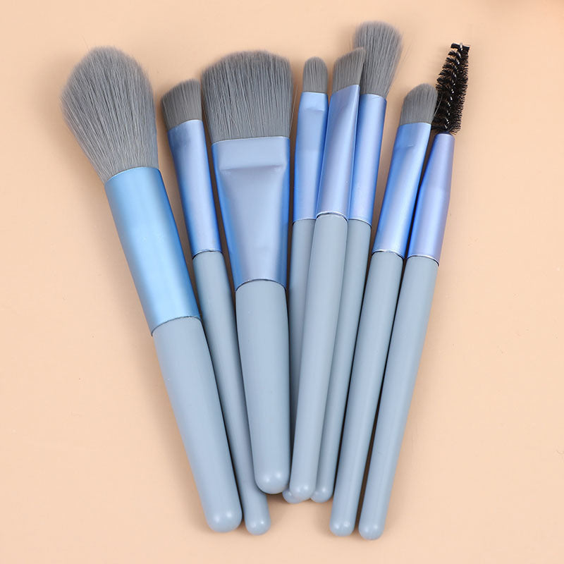 Mini Makeup Brush Set - 8 Soft Hair Cosmetic Brushes for Beauty Travel