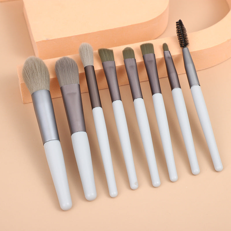 Mini Makeup Brush Set - 8 Soft Hair Cosmetic Brushes for Beauty Travel