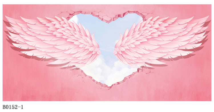 Pink Angel Wings Photo Wallpaper for Dance Studio & Nail Shop Decor